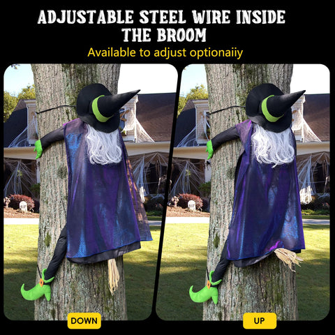 POPGIFTU witch secured to a tree showing stable outdoor anchoring