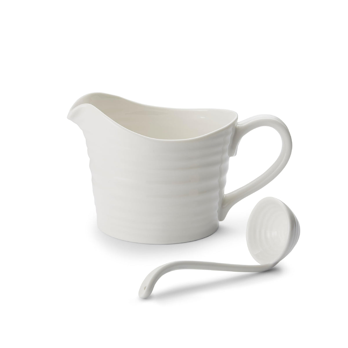 Portmeirion Sophie Conran front view showing elegant jug and ladle for refined serving
