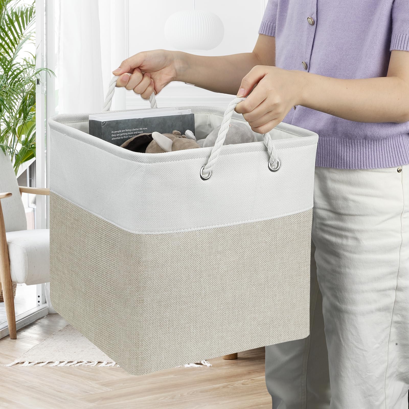 Posprica cube filled with clothing showing convenient laundry and linen storage