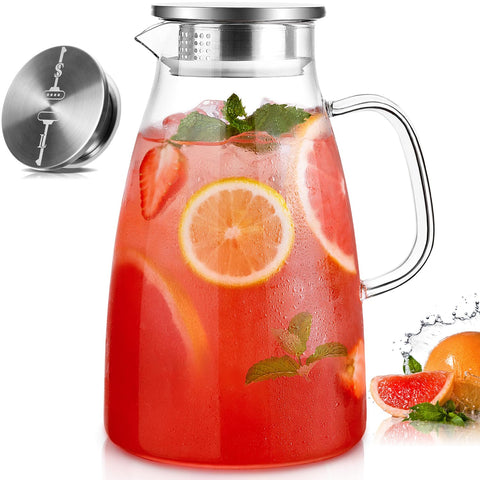 Potdoctor glass pitcher front view showing clear borosilicate glass and lid for stylish serving
