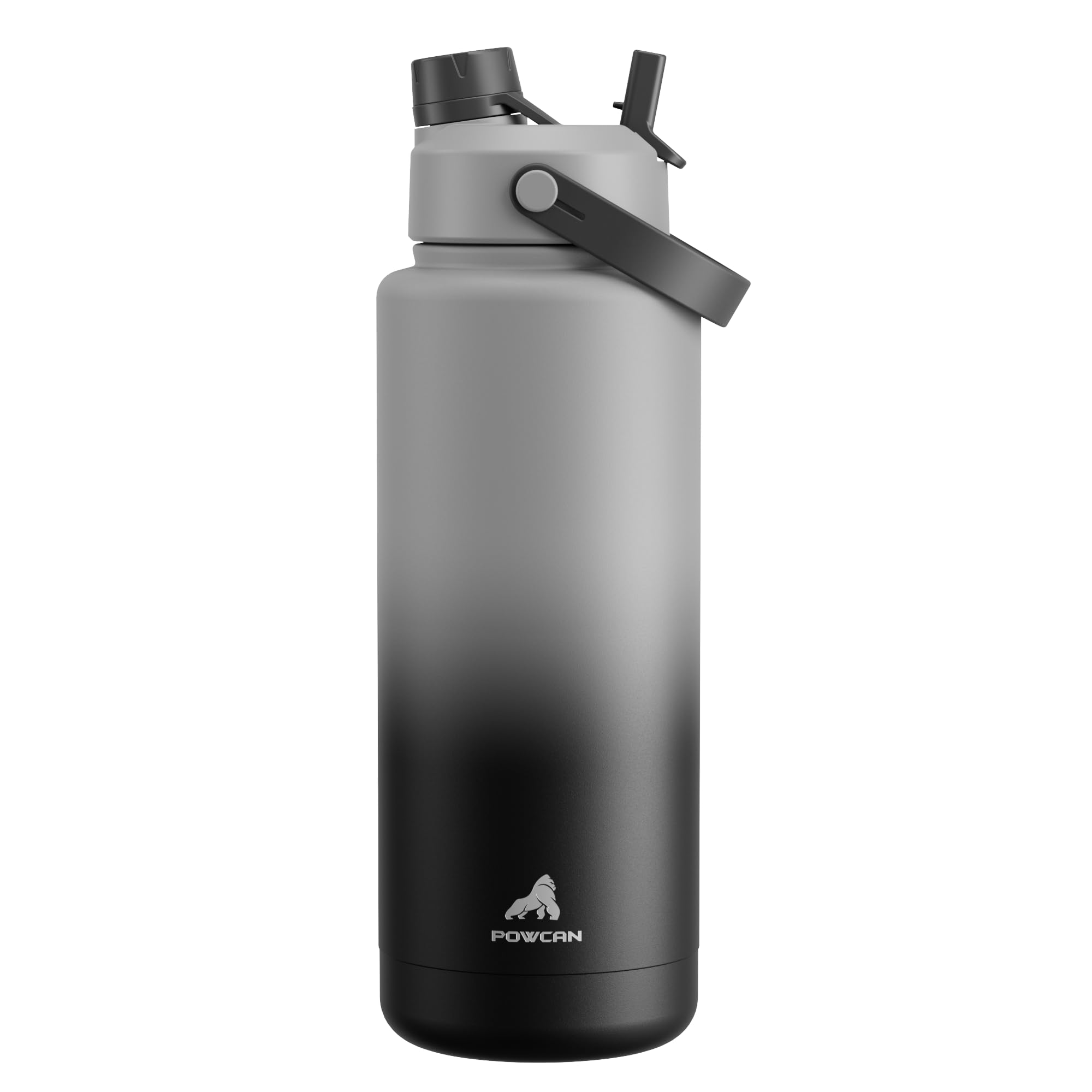 POWCAN front view showing sleek Obsidian finish and 40 oz capacity for long-lasting hydration