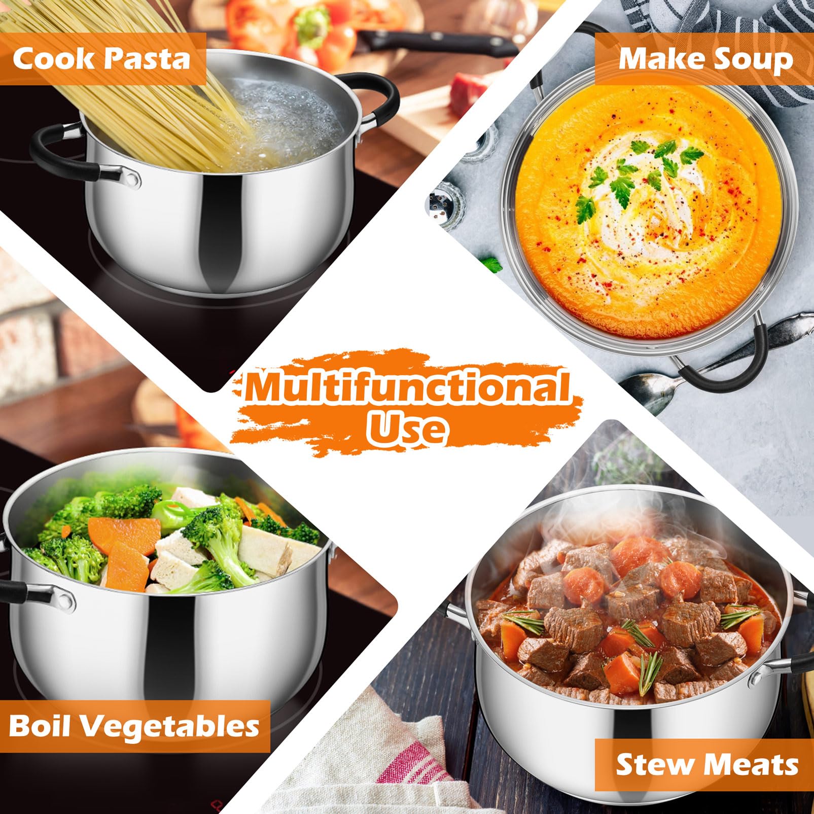 P&P CHEF stock pot on stovetop cooking soup showing practical everyday use