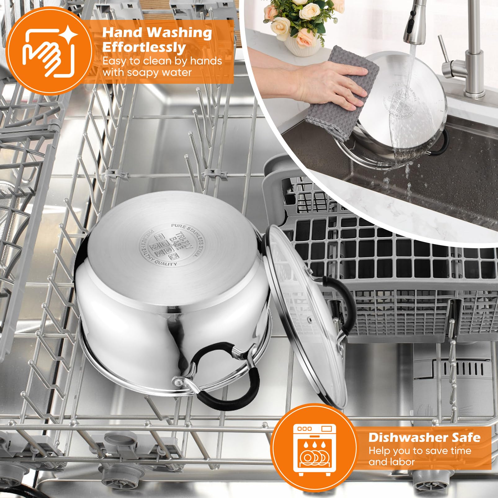 P&P CHEF polished interior closeup that eases cleaning and reduces food sticking