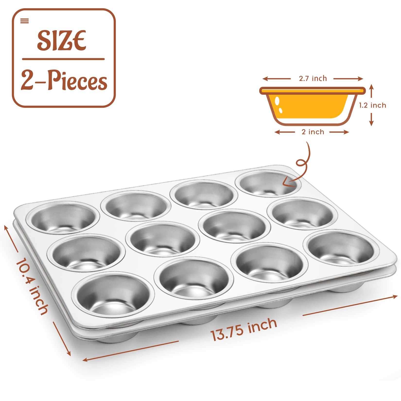 P&P CHEF top view displays all 12 wells clearly for even baking and portion control