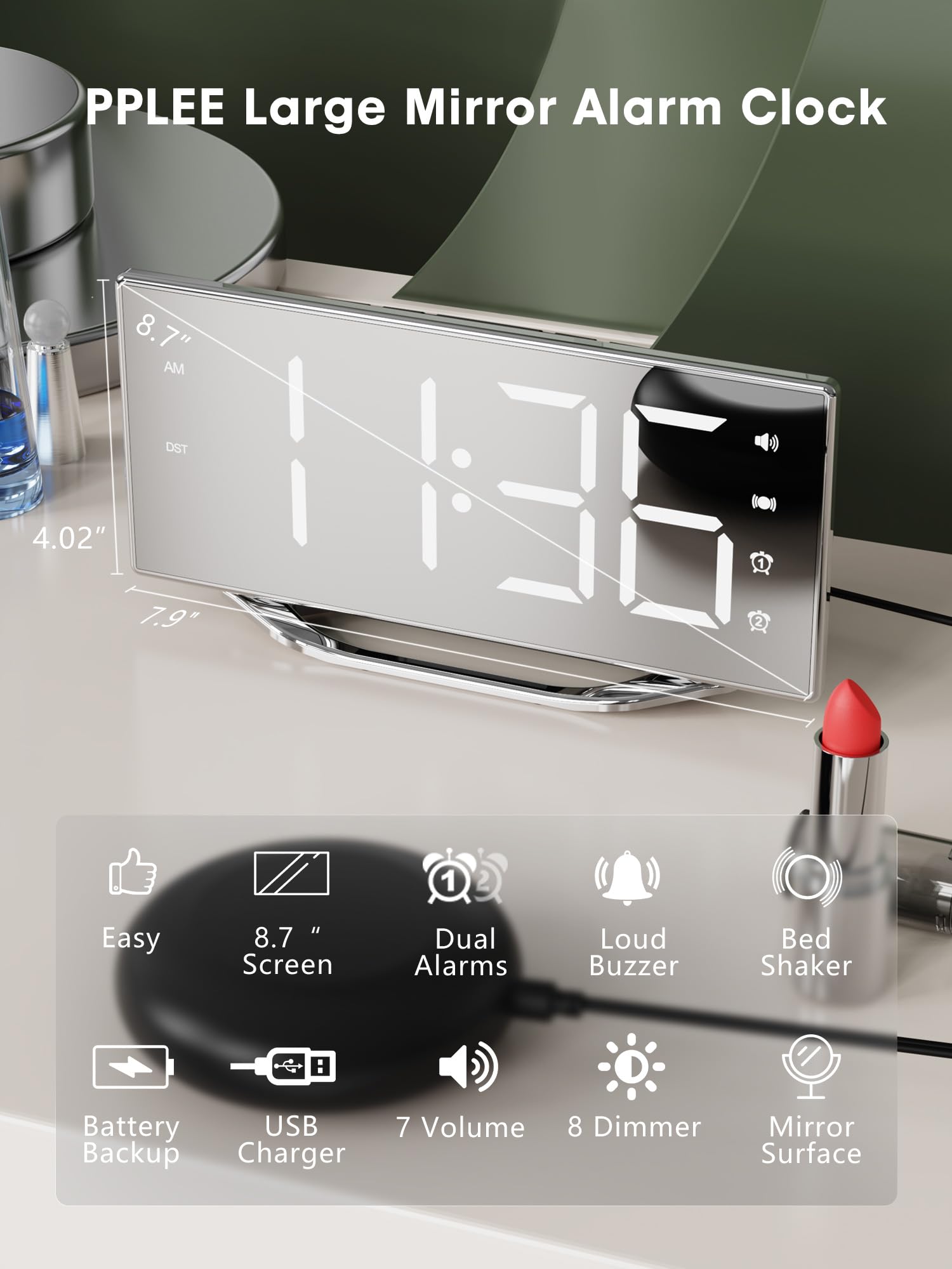 PPLEE close-up of strong bed shaker unit highlighting tactile wake power for deep sleepers