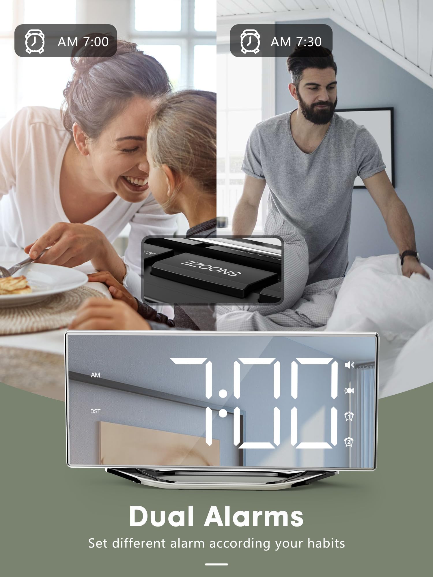 PPLEE clock on nightstand with 8.7-inch display visible from across the bedroom for readability