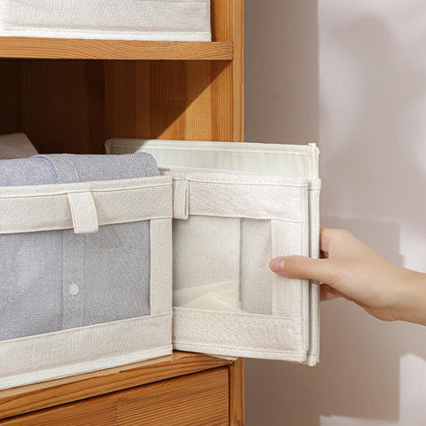 Pradnel styled on closet shelf providing cohesive tidy appearance benefit