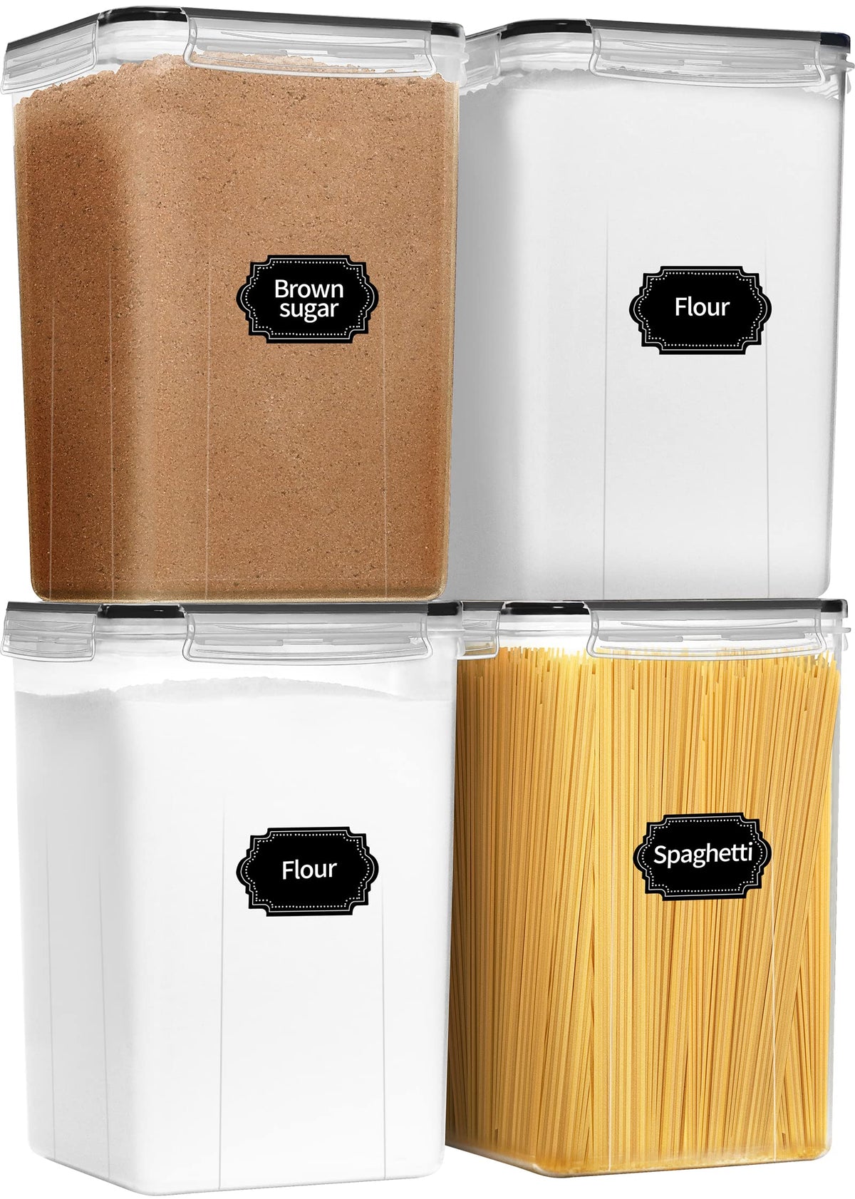 PRAKI front view of four tall airtight canisters showing neat pantry benefit