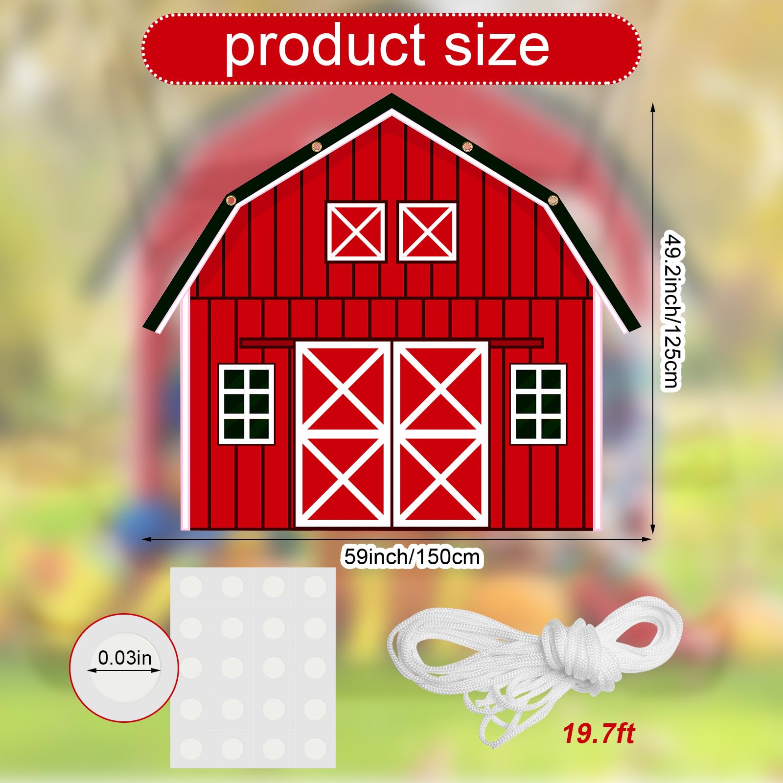 Preboun barn backdrop PVC close-up showing durable waterproof material benefit