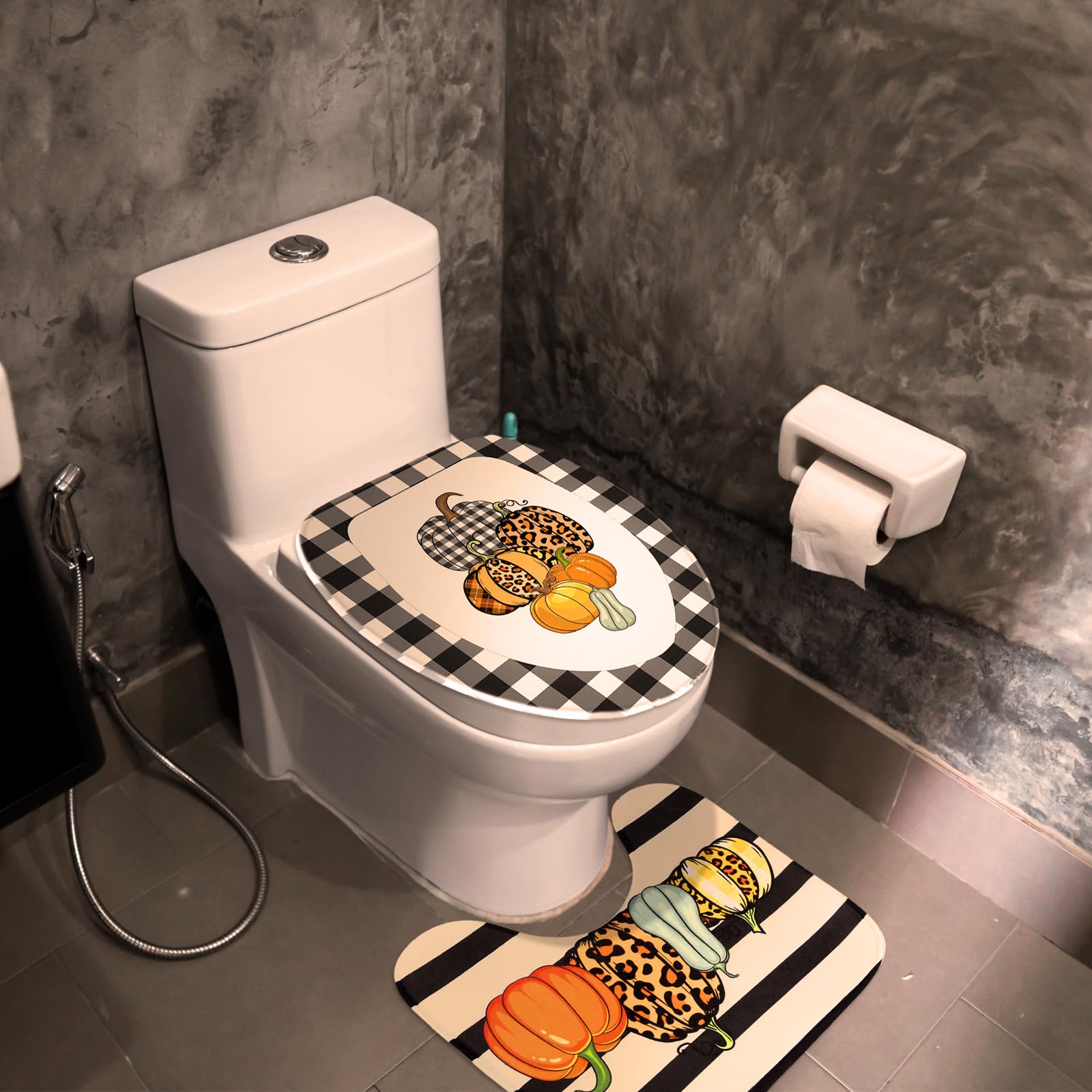 Preboun lifestyle photo of staged bathroom creating warm Thanksgiving ambience and cohesive look