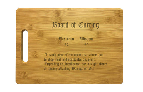 PrecisionNC Engraving front view of engraved bamboo cutting board, shows full design and usable prep surface