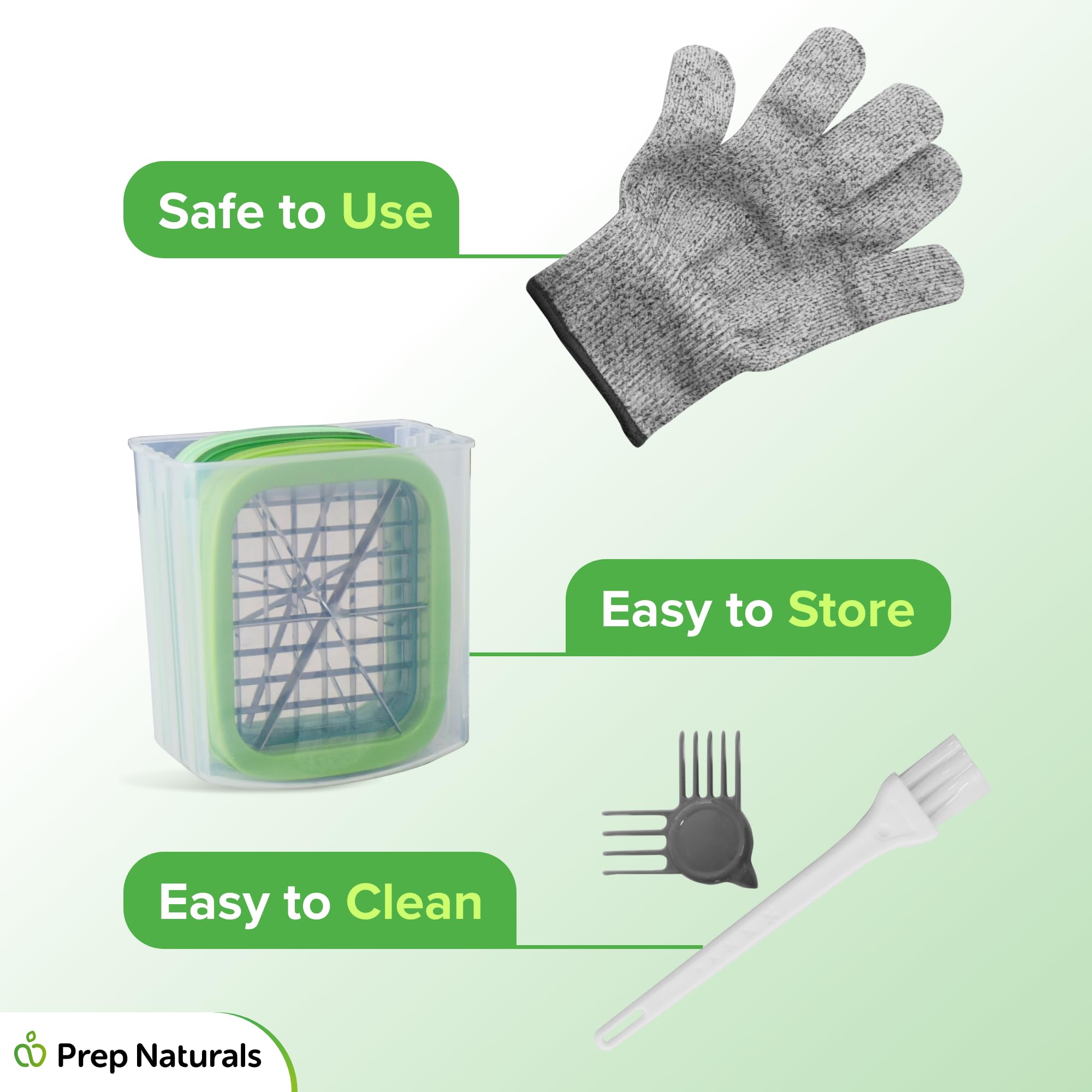 Prep Naturals blade organizer and protective glove displayed for safe storage