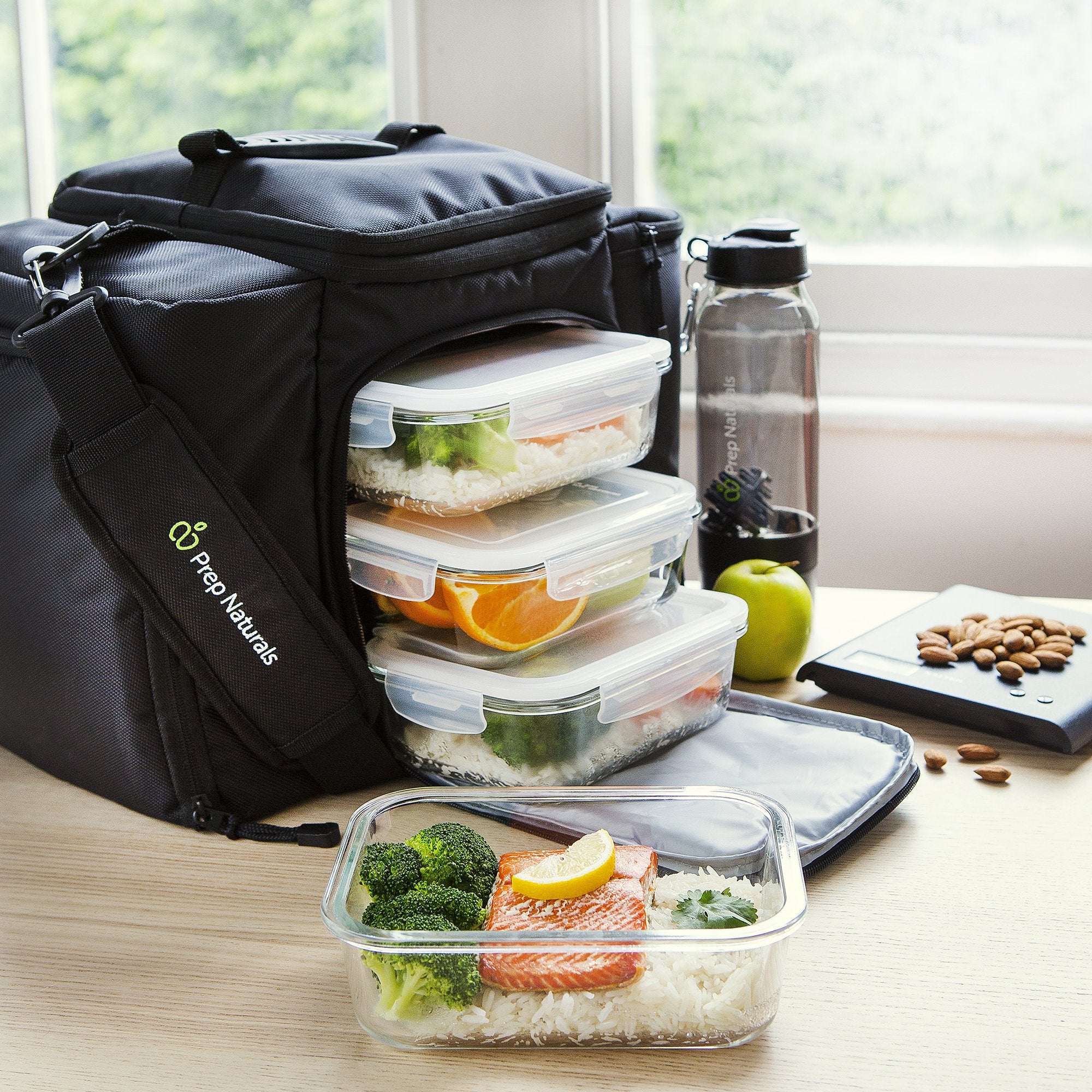 Prep Naturals frozen meal portions in freezer keeping food fresh