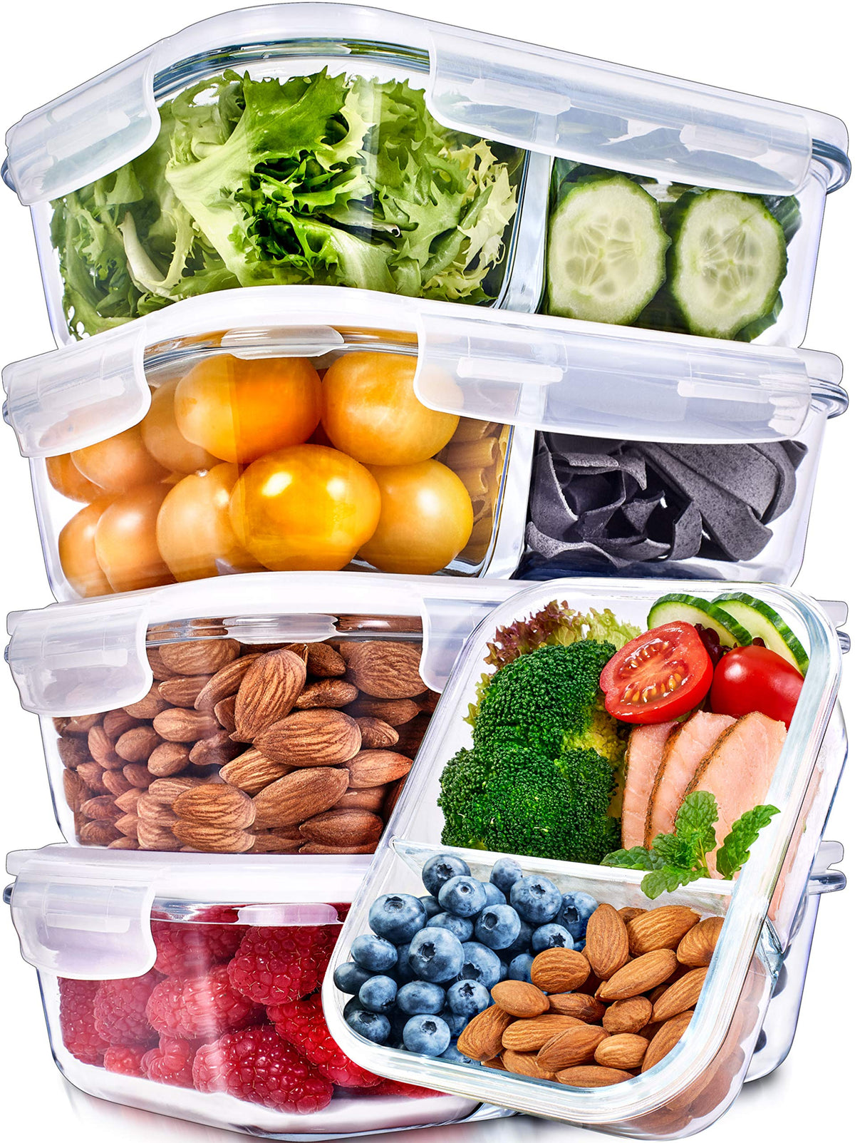Prep Naturals front packaging showing five 36oz glass containers for organized meal prep