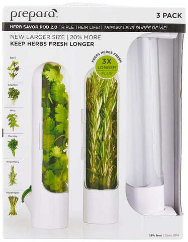 Prepara pod holding basil, cilantro and parsley demonstrating organized storage