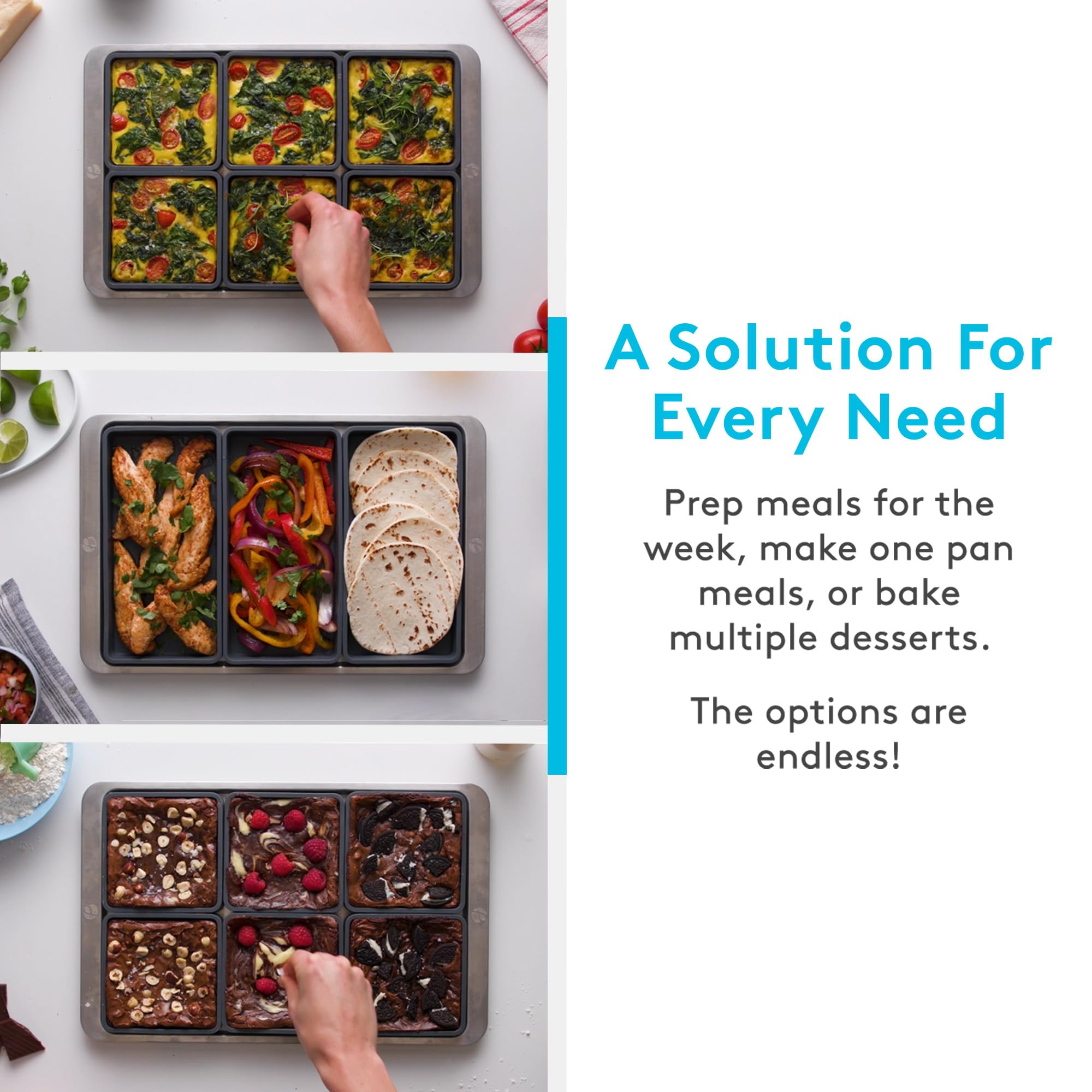 Prepd divider held in hand to show flexible fit and true-to-scale dimensions