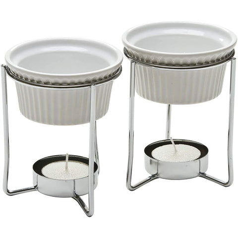 PREPWORKS front view of ceramic butter warmer set showing elegant table presentation and easy serving