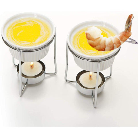 PREPWORKS fondue set in use with dipped bread showcasing controlled warming and entertaining ease