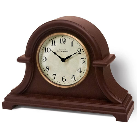 Presentime front view showing walnut finish and clear dial for visual appeal