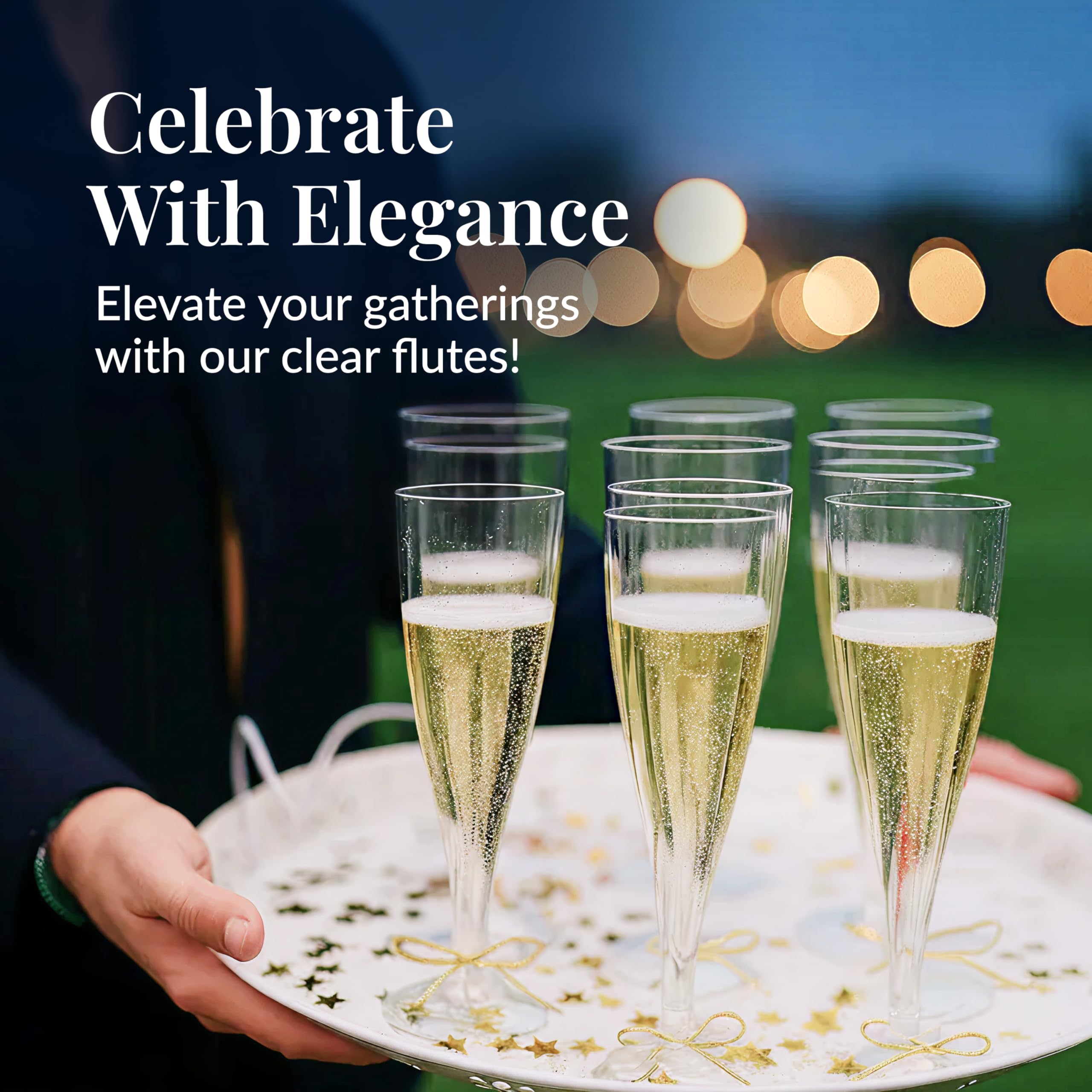 Prestee flutes on wedding table illustrating polished look and convenient cleanup