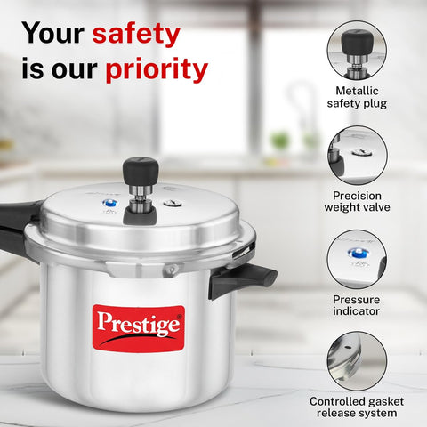 Prestige Popular Max 5L with lid in place demonstrating family-size cooking benefit
