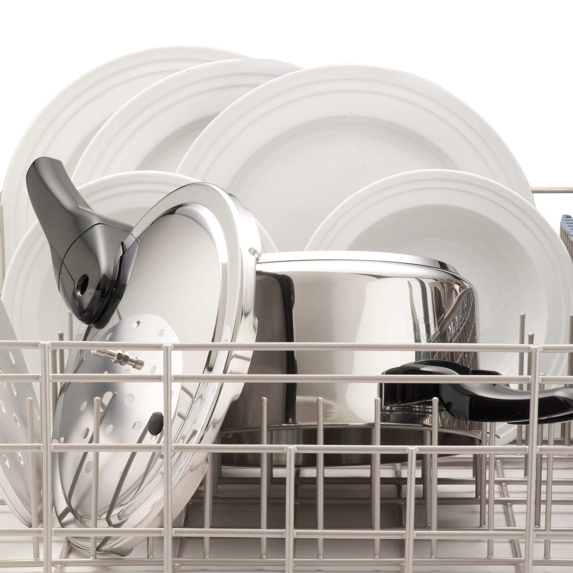 Presto size comparison beside measuring cup, compact 4-quart capacity benefit