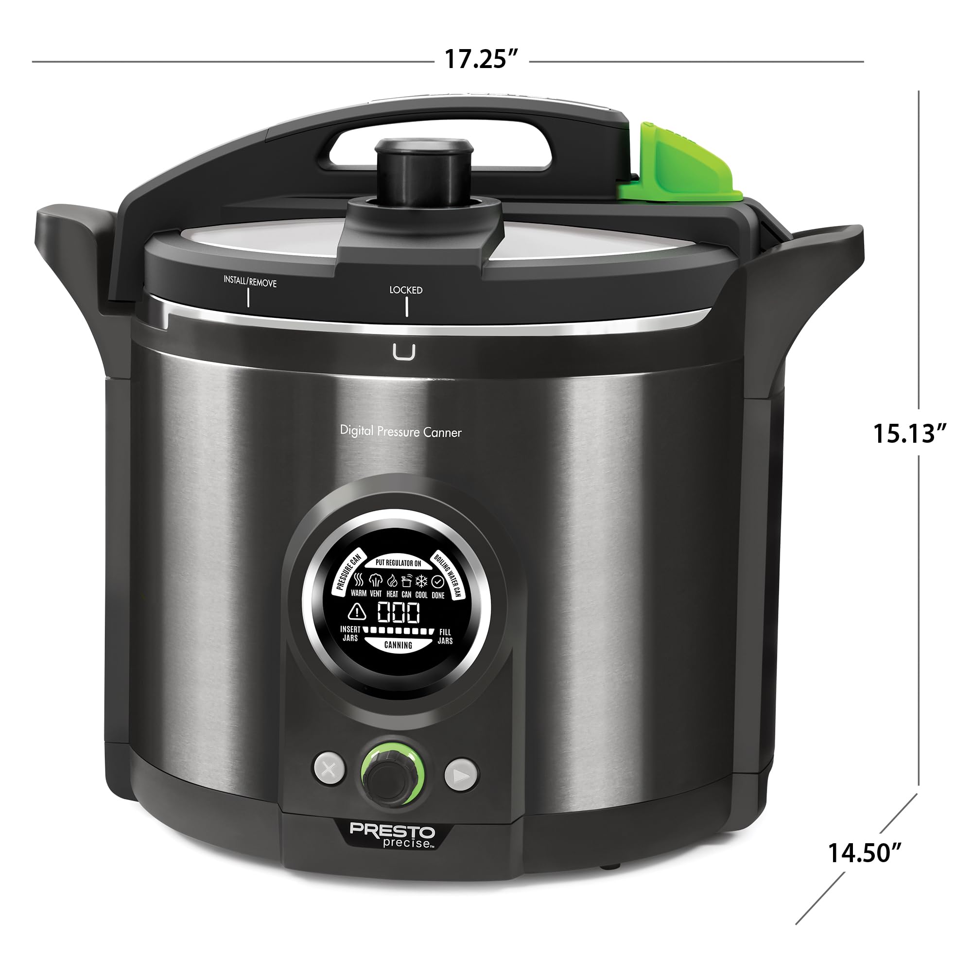 Presto removable pot being lifted from base, benefit: simple water removal and cleaning