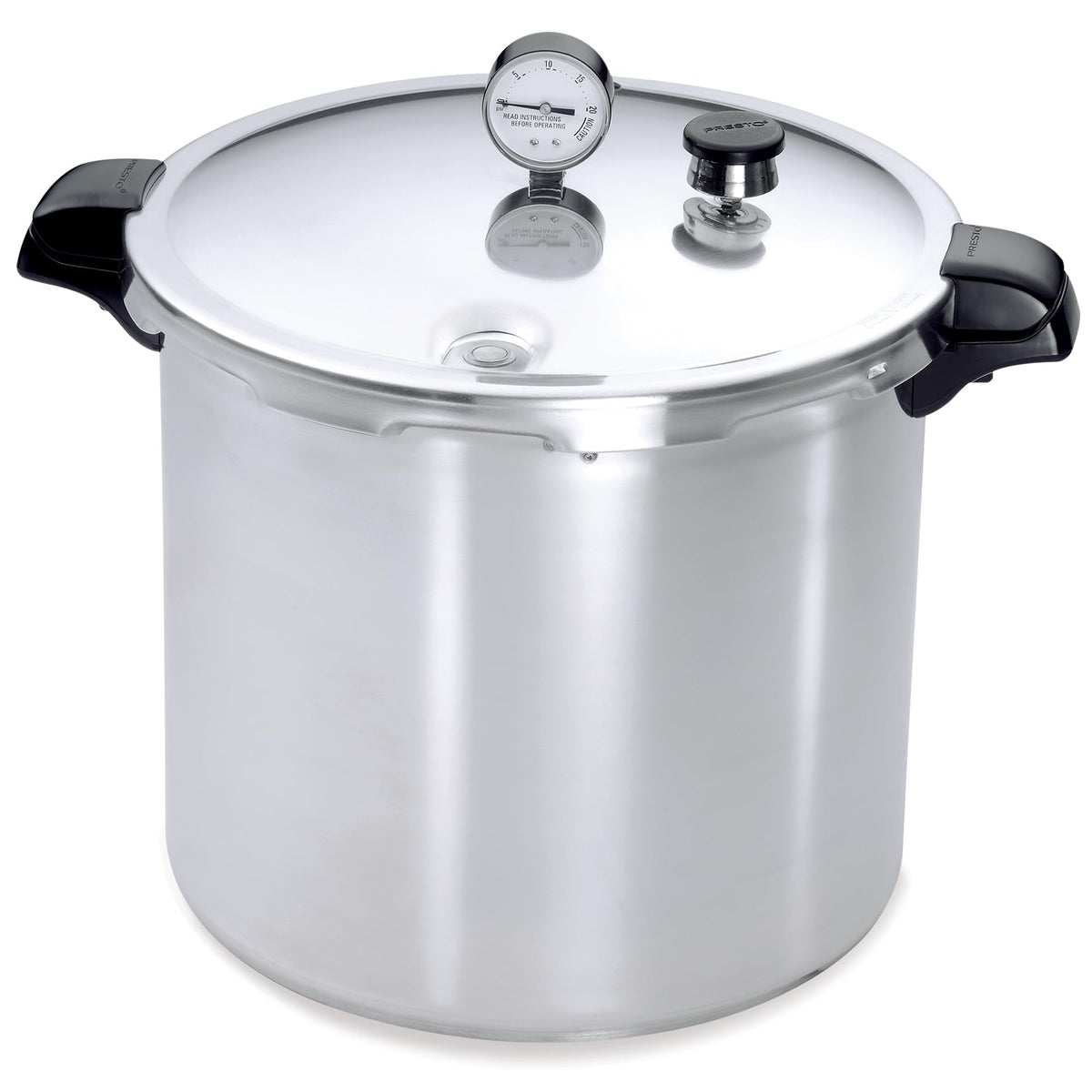 Presto front view of 23-quart canner showing large capacity for batch canning