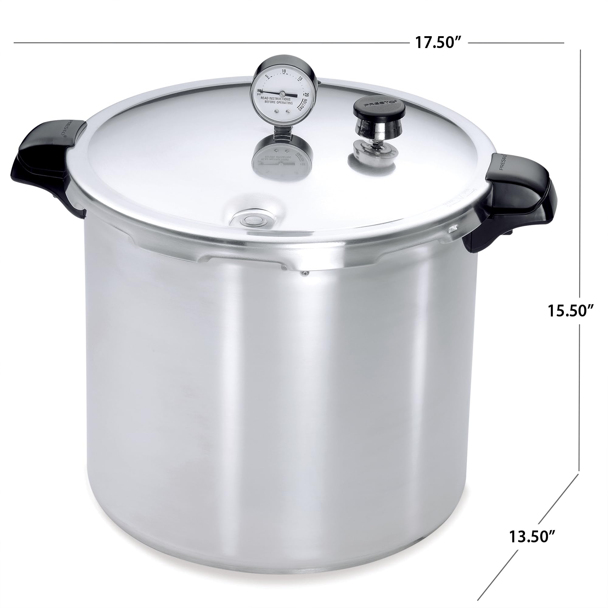 Presto 80-page instruction and recipe book included to guide safe canning