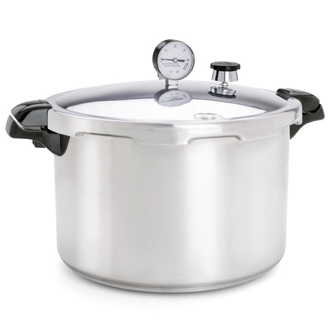 Presto locking lid close-up showing safety seal and secure cover benefit