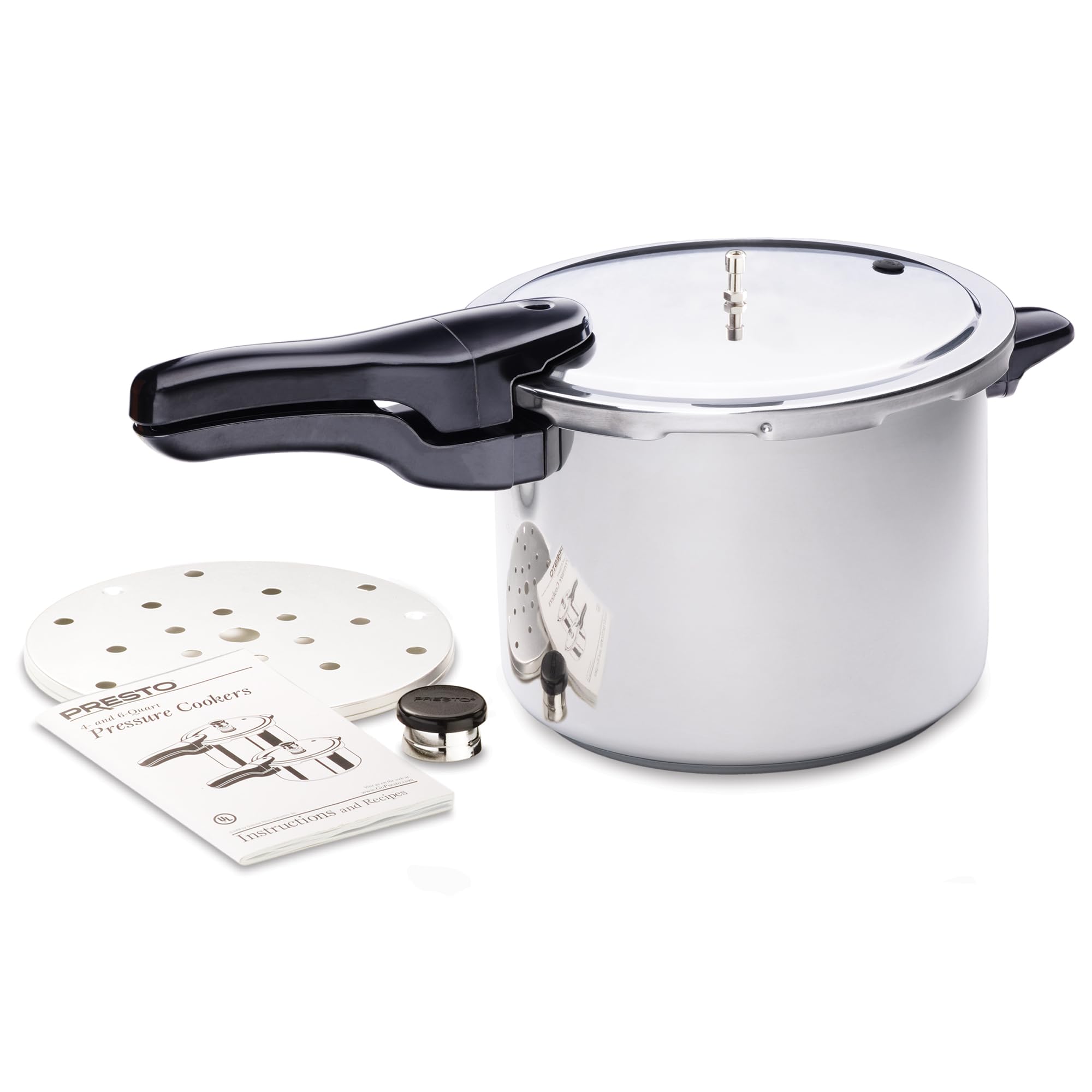 Presto pop-up pressure indicator visible on lid for quick pressure status checks