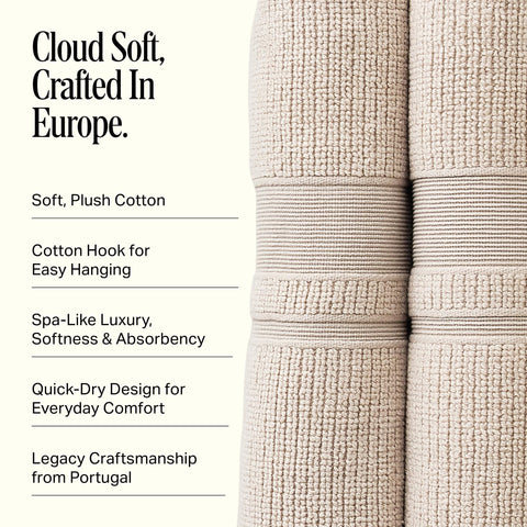 Preston Lane folded towel stack highlighting soft loft and quick-dry benefit