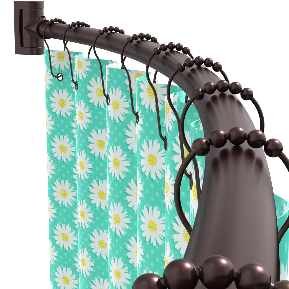 PrettyHome front view of curved rod showing matte bronze finish and elegant sweep