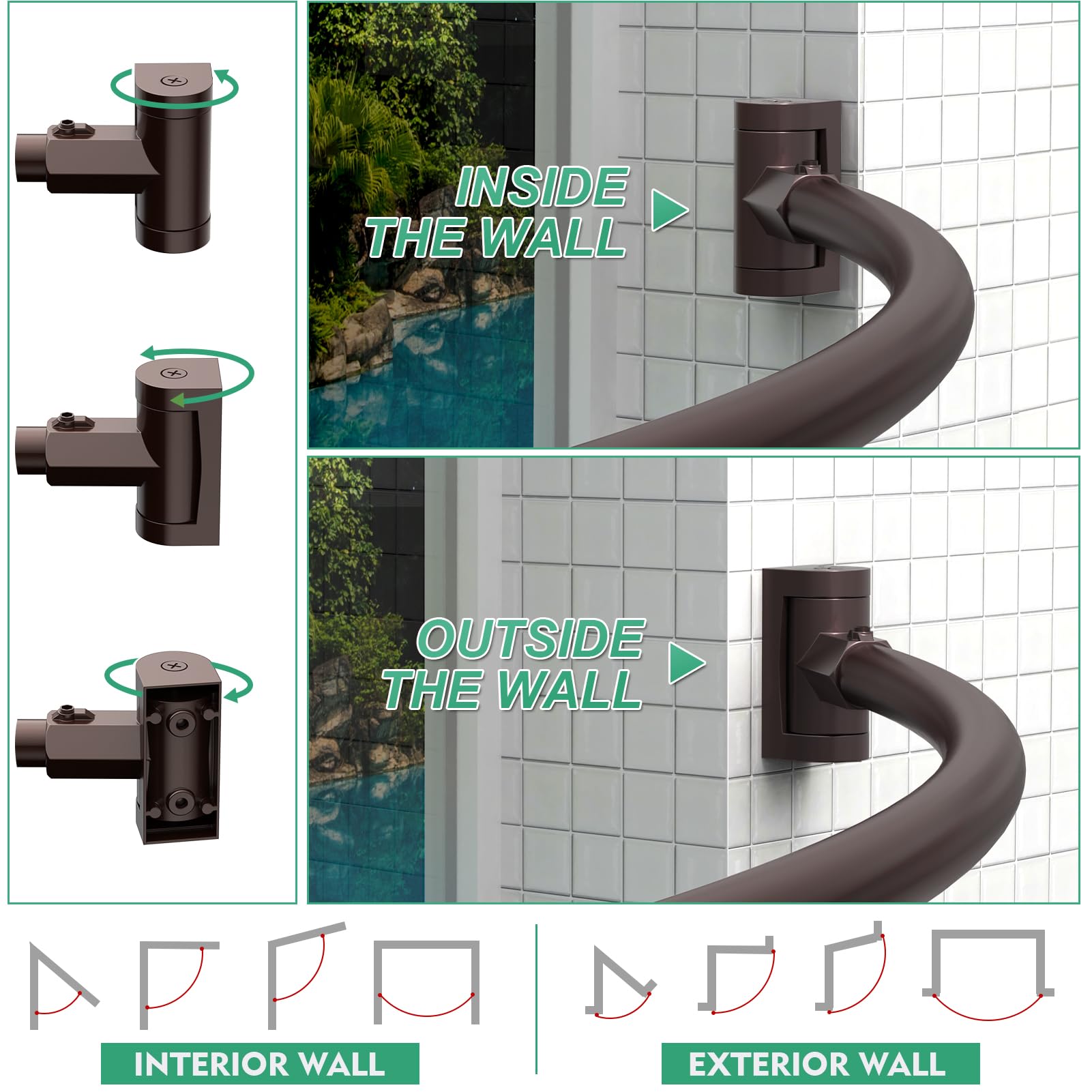 PrettyHome rod with shower curtain in bathroom increasing elbow room benefit