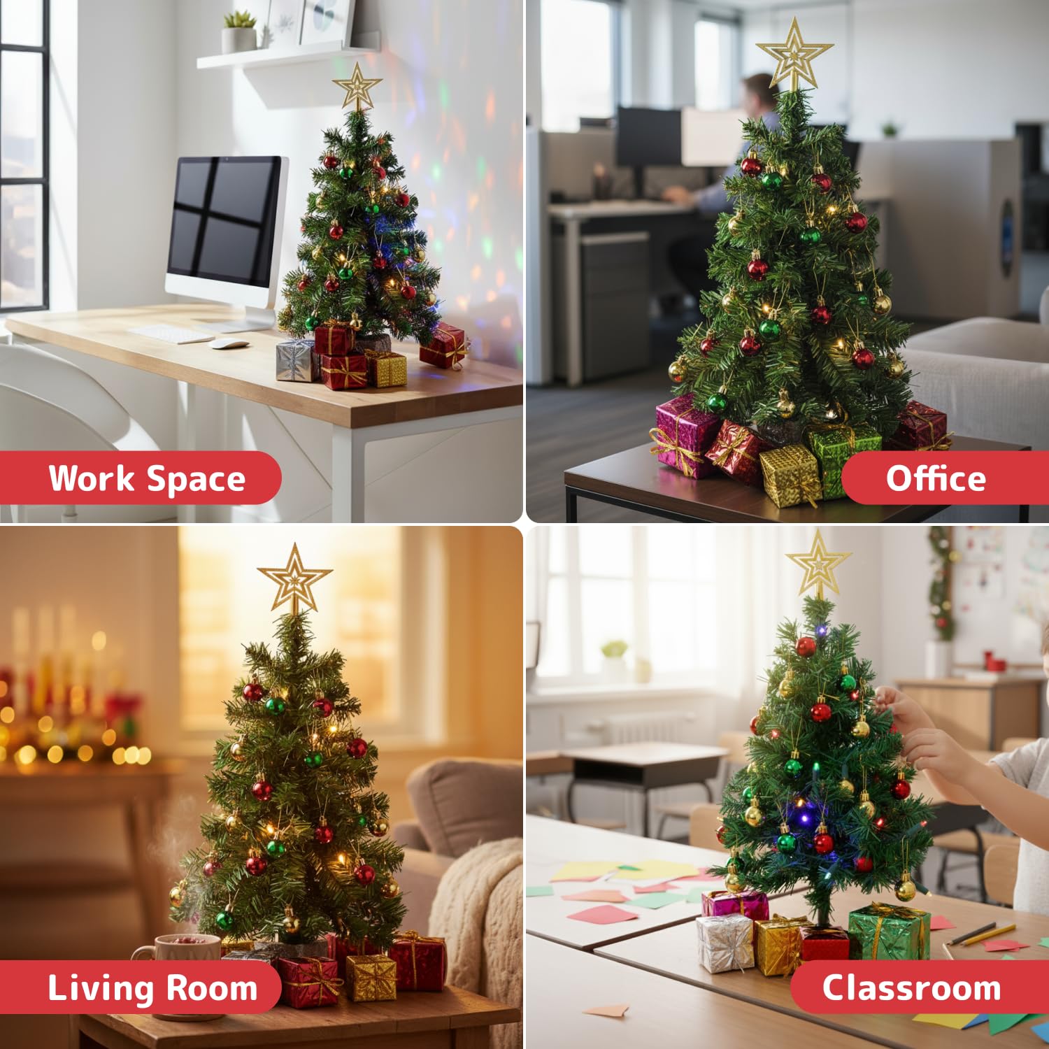 PREXTEX ornaments and tiny gift boxes arranged to show included decorative pieces