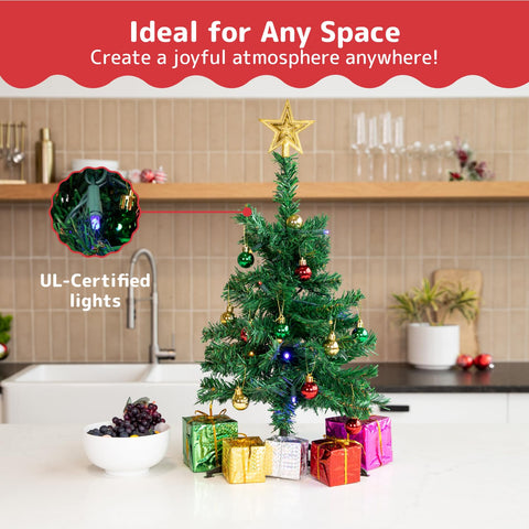 PREXTEX tree on desk beside laptop illustrating compact size and space-saving benefit