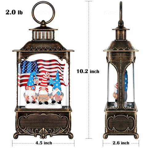 Priddop lantern styled on mantel adding patriotic ambiance to a room