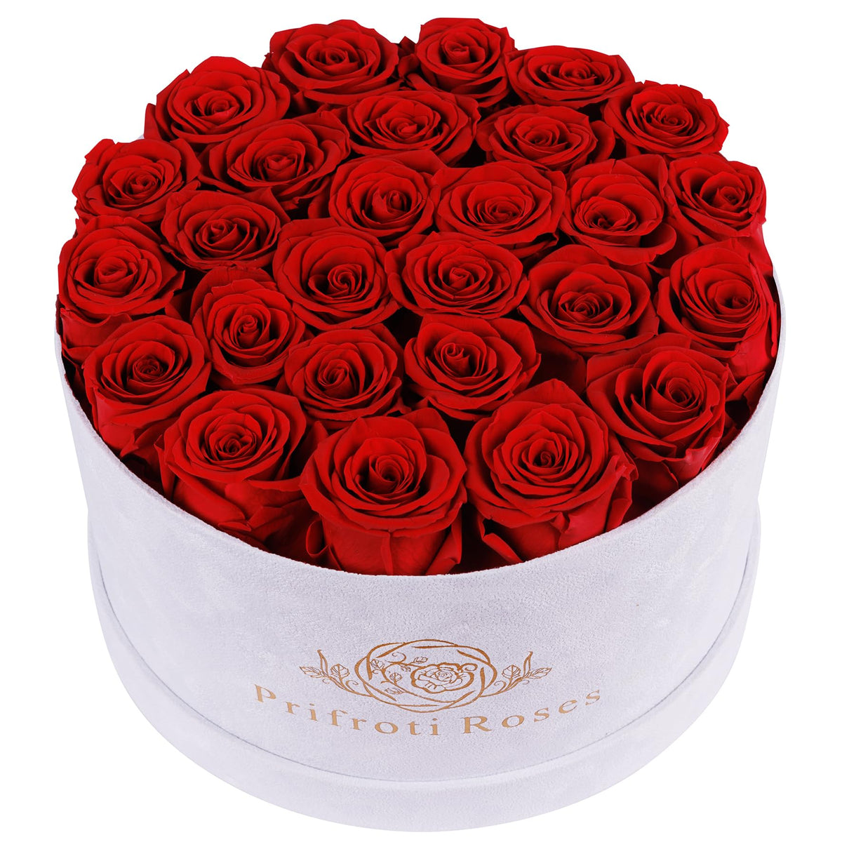 Prifroti front view luxury box showing elegant gifting presentation and lasting beauty