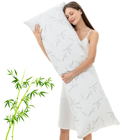 Primesoft full body pillow front view showing full length and clean finish, supportive design