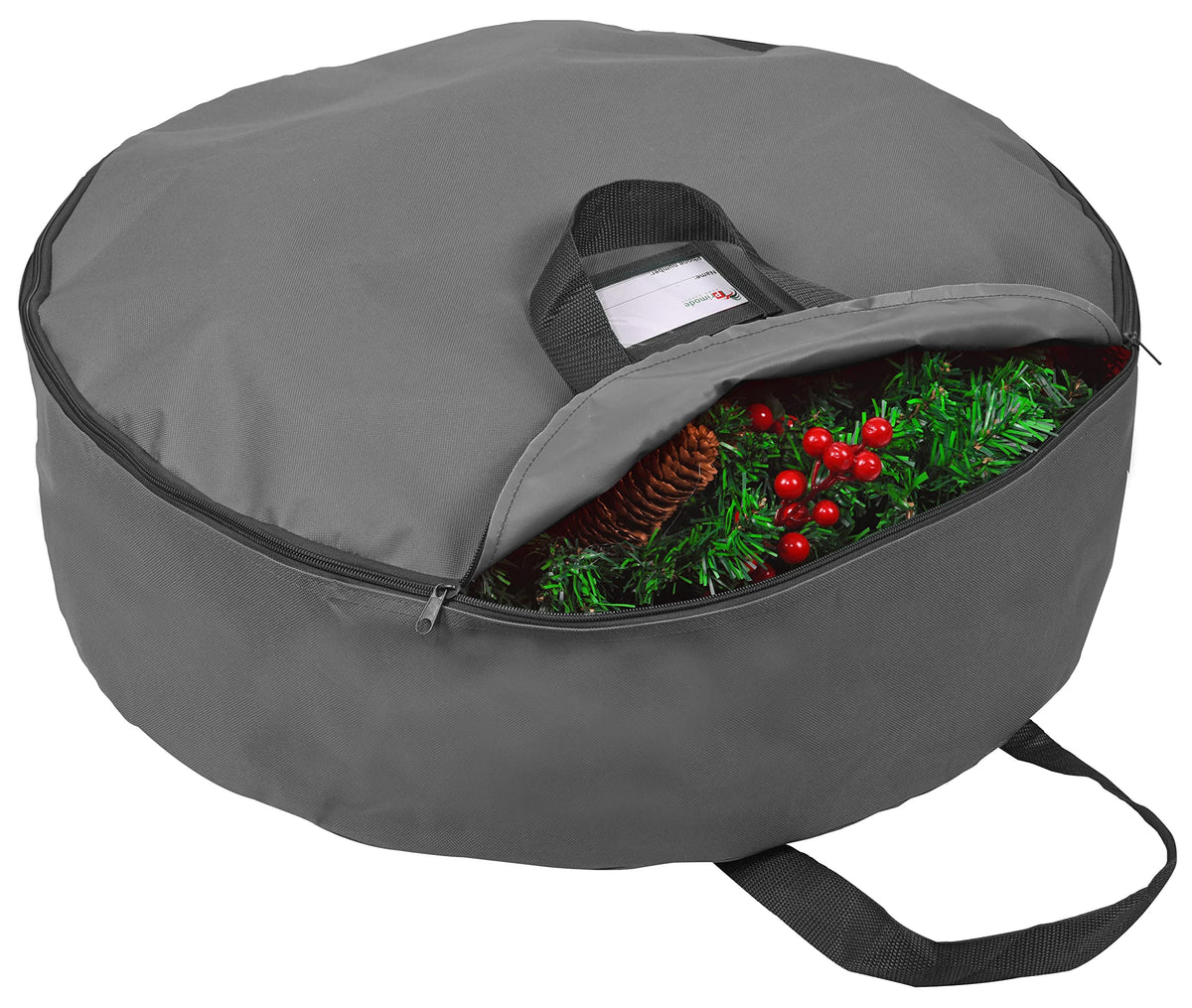 Primode front view of wreath bag showing full 48-inch capacity and protection