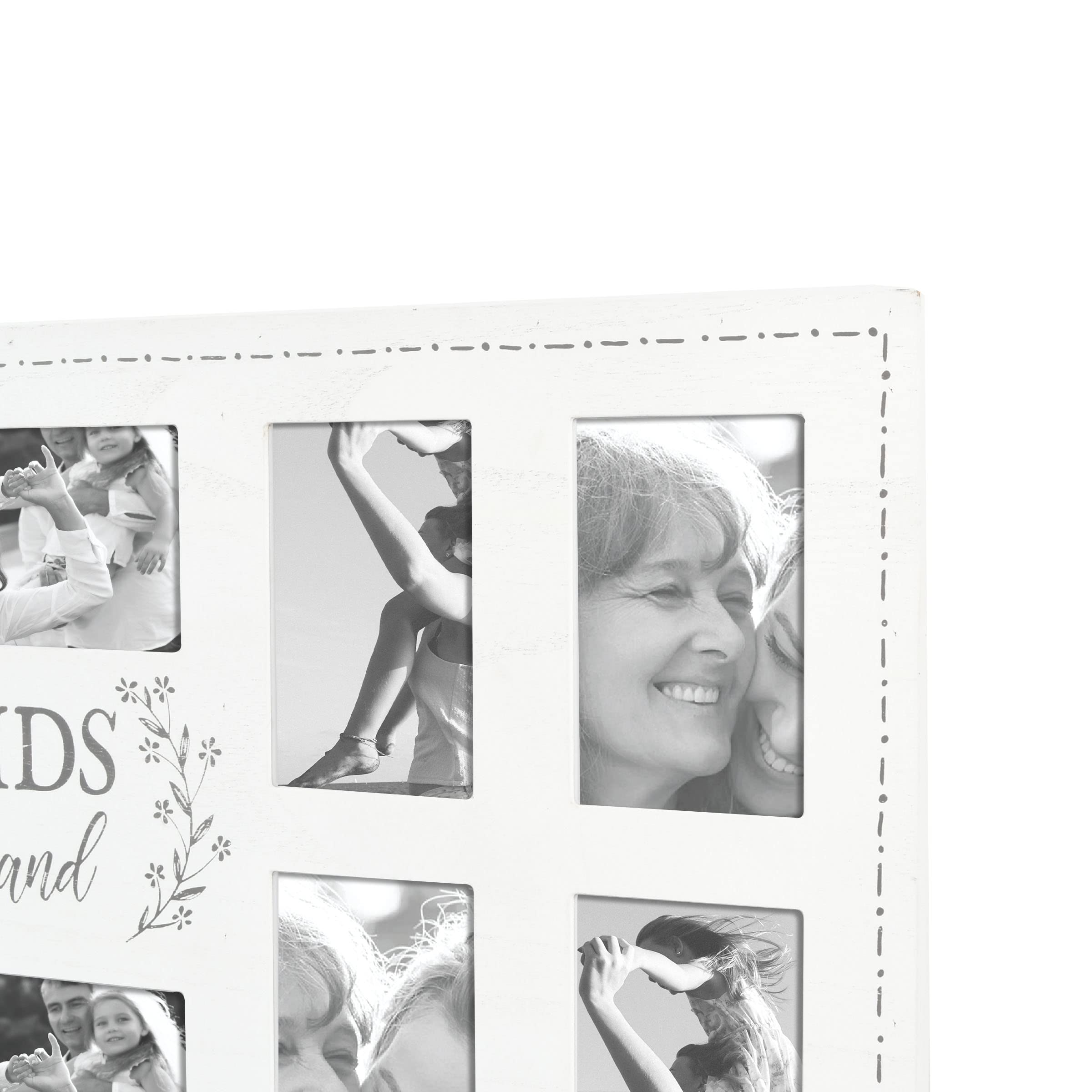Prinz collage hung above sofa illustrating family-focused decor benefit