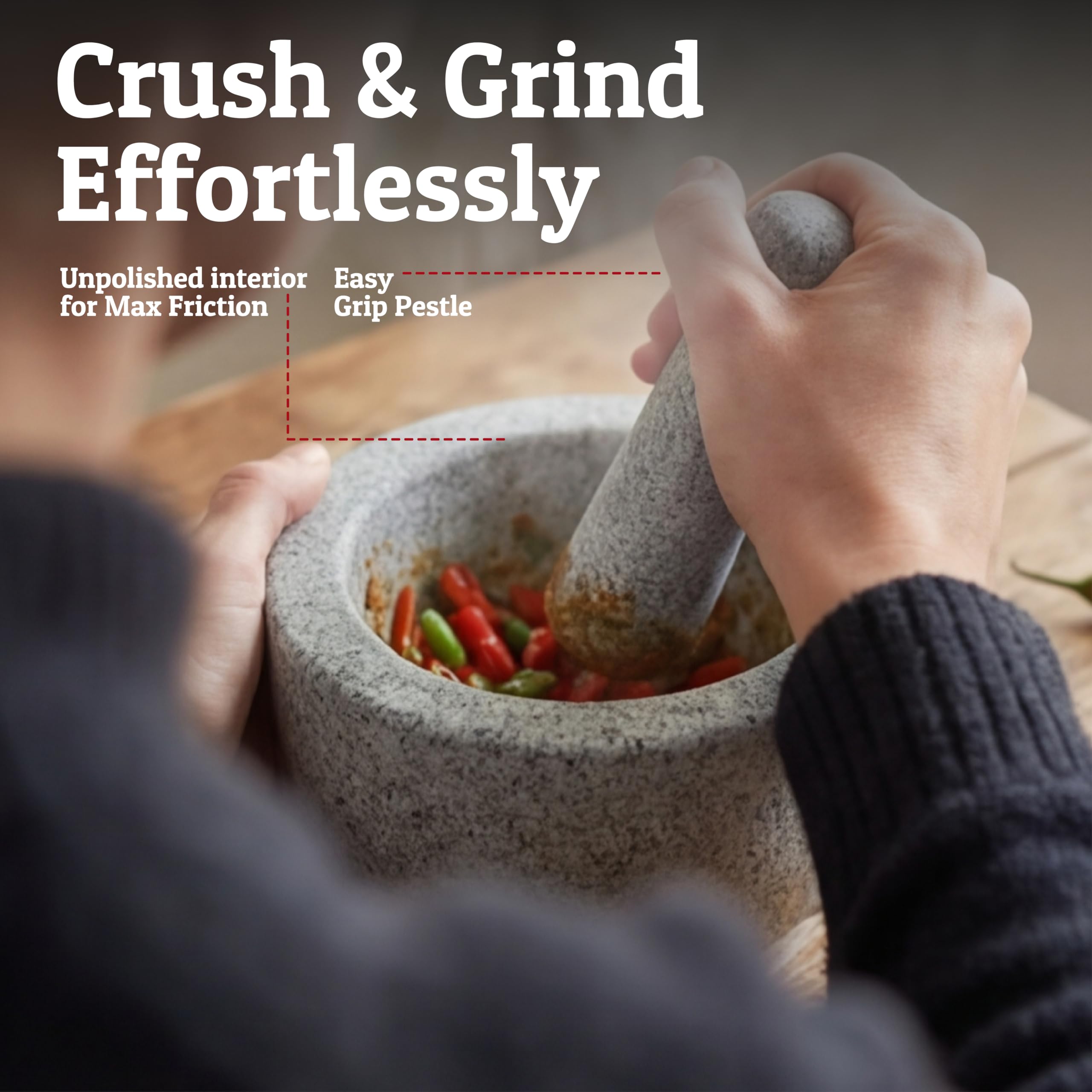 Priority Chef close-up of granite interior texture releasing flavors and aroma