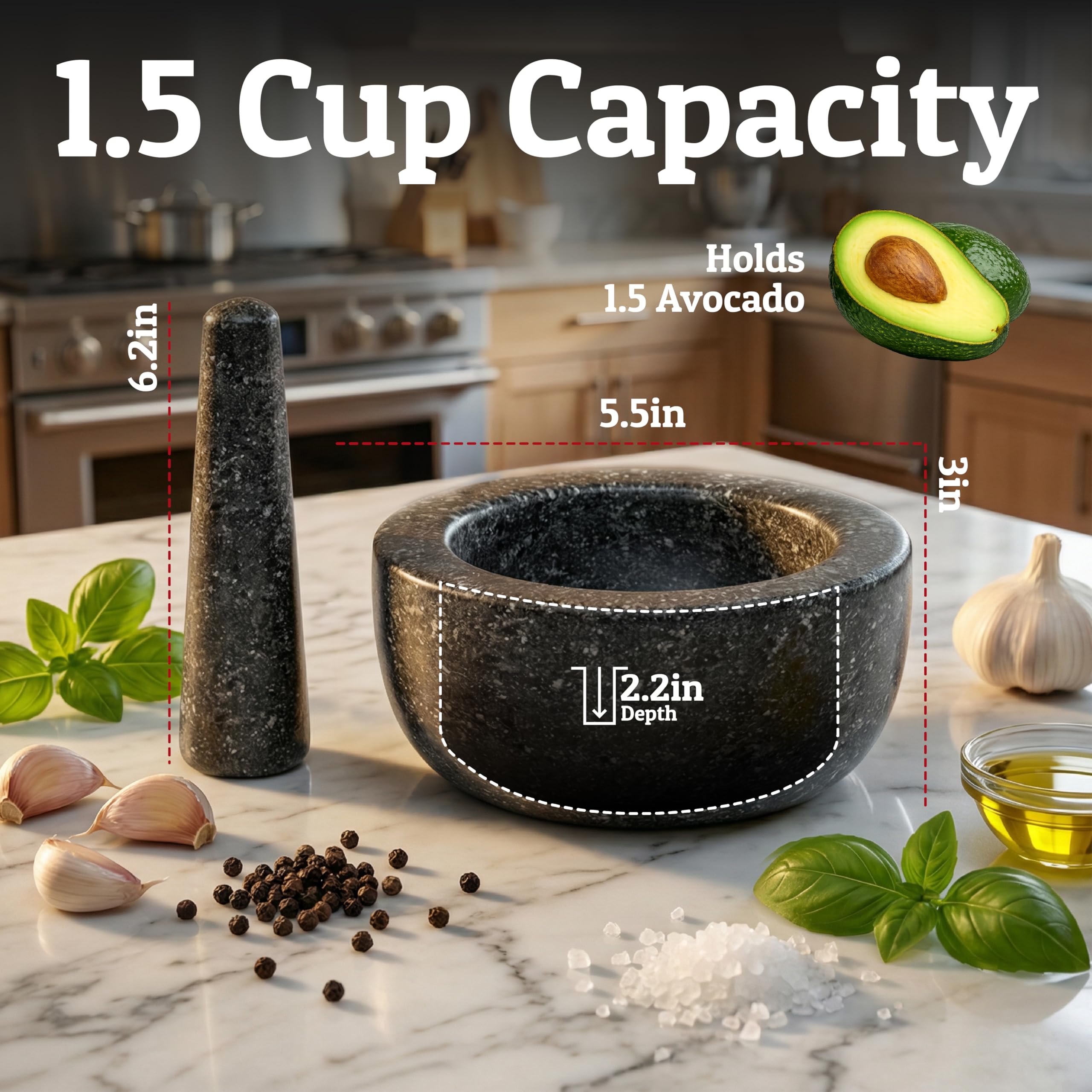 Priority Chef close-up of bowl interior texture enhancing friction for efficient grinding