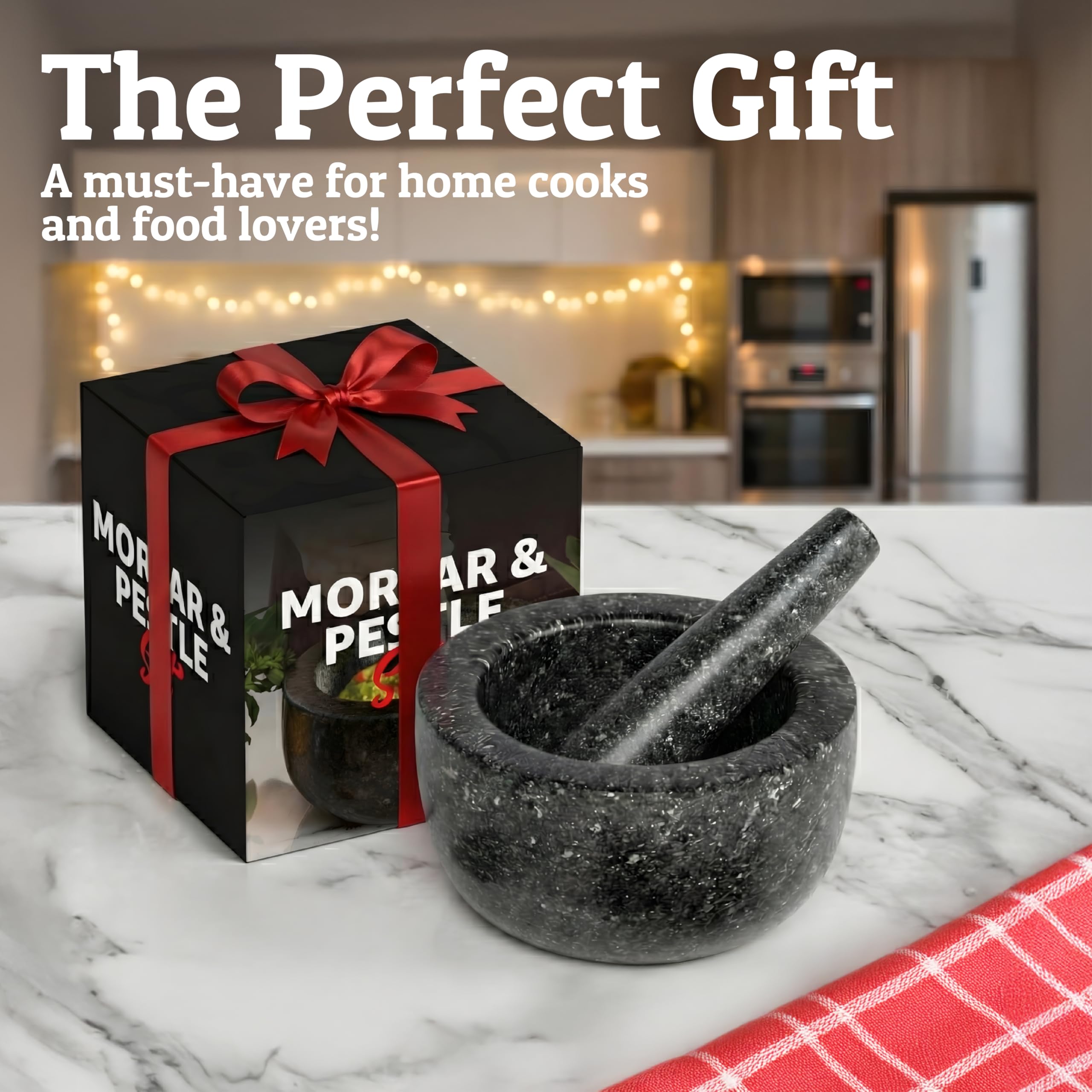 Priority Chef label and granite finish detail conveying durable natural stone quality