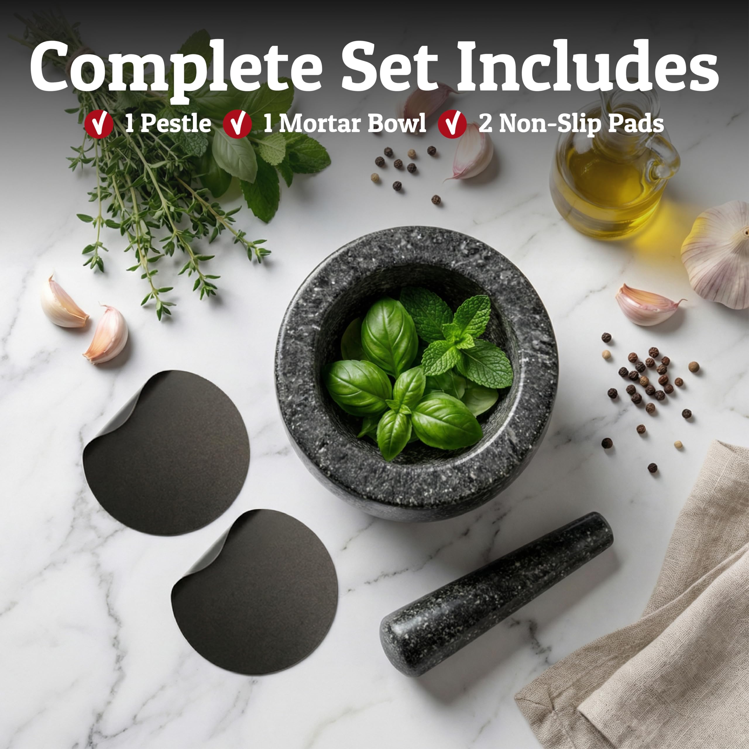 Priority Chef pestle crushing herbs to release aroma and flavors