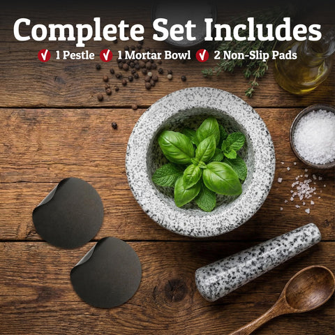 Priority Chef mortar next to an apple showing scale and capacity