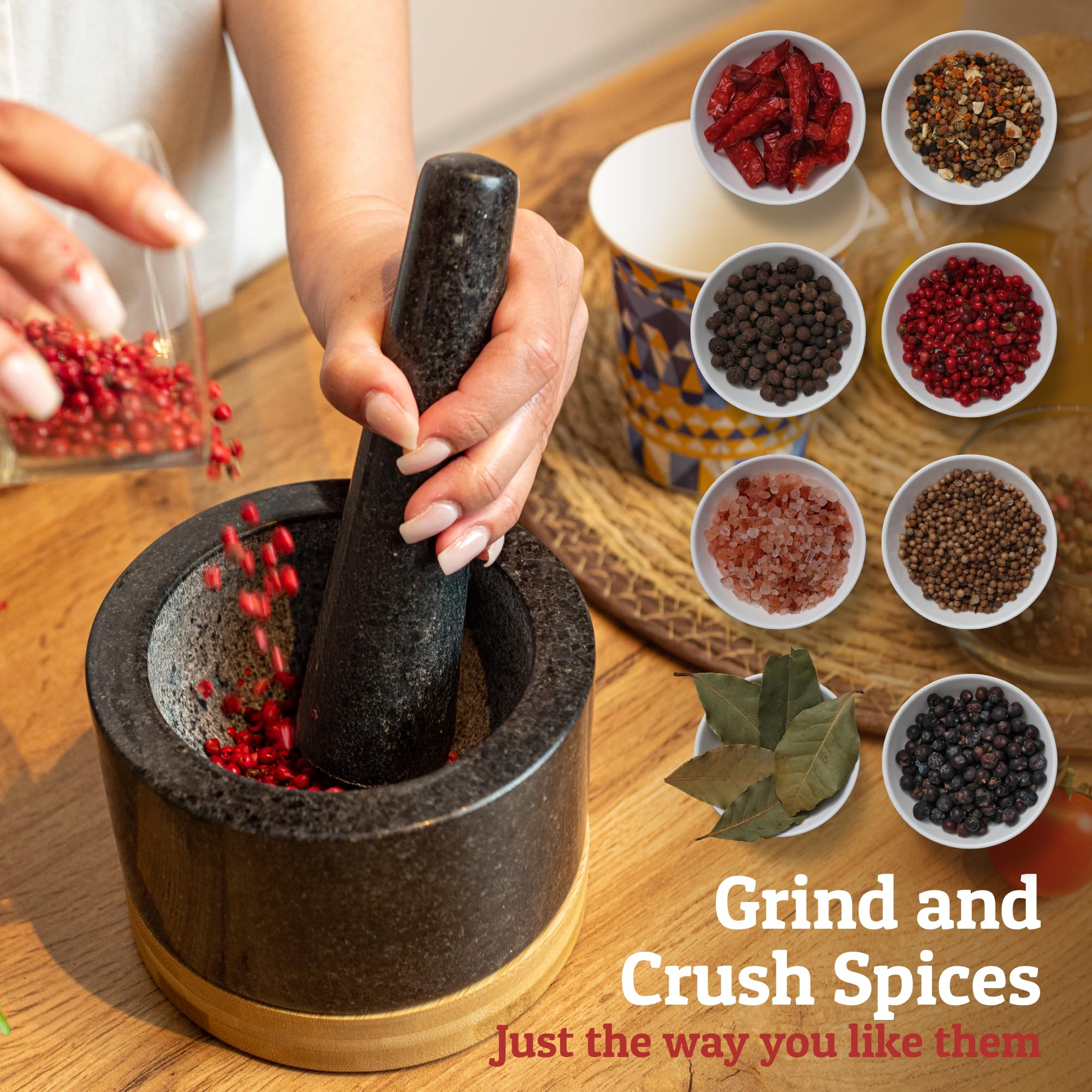 Priority Chef pestle detail showing heavy shape for efficient crushing and control