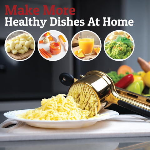 PriorityChef ricer on kitchen counter staged with serving bowl showing everyday use