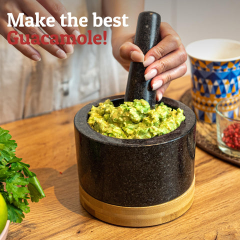 Priority Chef top view of mortar filled with fresh salsa demonstrating serving readiness