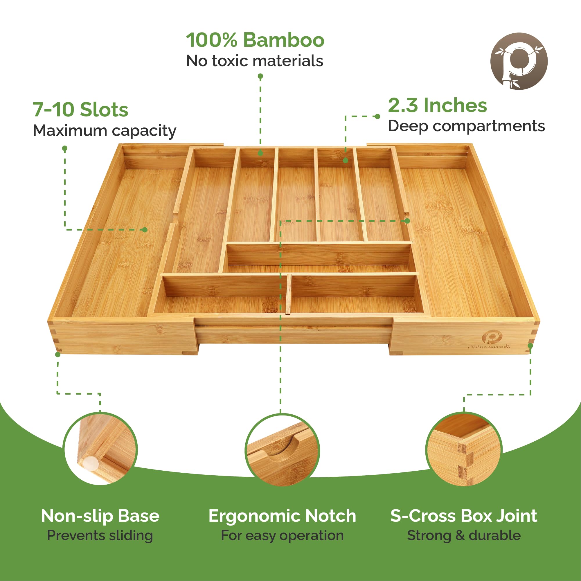 Pristine Bamboo close detail of bamboo grain and smooth finish for durability
